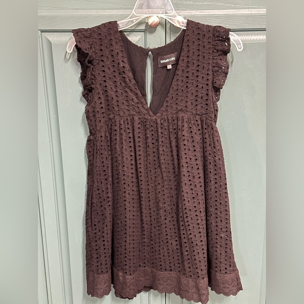 Black eyelet dress. Size XS
